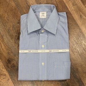 Brooks Brothers Men's Blue Mini Gingham Dress Shirt